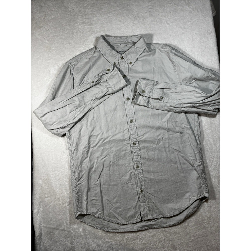Outerknown Shirt Mens L Gray Organic Cotton Button Down Collared Outdoors EUC